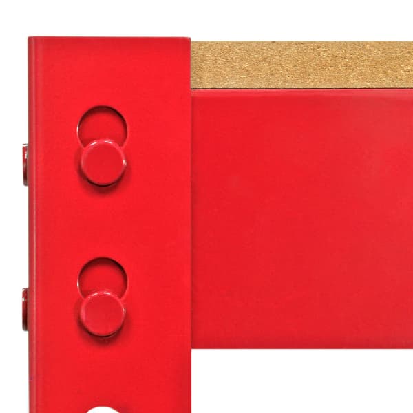Q-Rax Röd Arbetsbänk 120 cm (B) Pulverlackerat Stål Förvaring Verkstad Garage 2 Hyllor 200 kg Viktkapacitet Per Hylla Enkel Montering 7.6 mm MDF