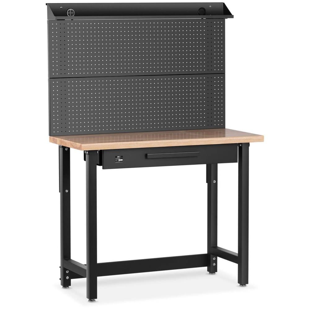 MSW Arbetsbänk med verktygstavla - 155 x 51 cm - Höjdjusterbar 95-176 cm - 680 kg - Med låda och perforerad vägg