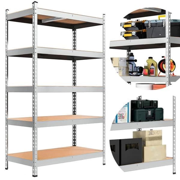 SPRINGOS® Metallhyllor, galvaniserade 5 hyllplan 120 x 205 x 45 cm - Max. 1000 kg
