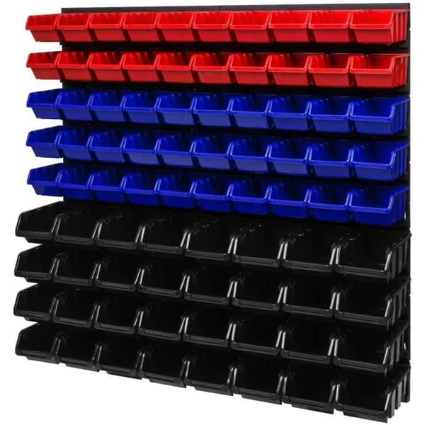 Stapelbara lådor Vägghylla 772 X 780 MM - Lagersystem Förvaringskärl Avloppsbricka - Väggplattor 82 st lådor (...