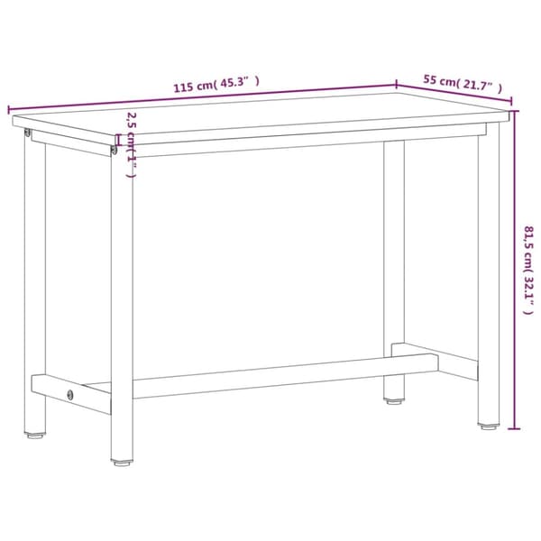 vidaXL Arbeidsbenk 115x55x81,5 cm heltre bøk og metall