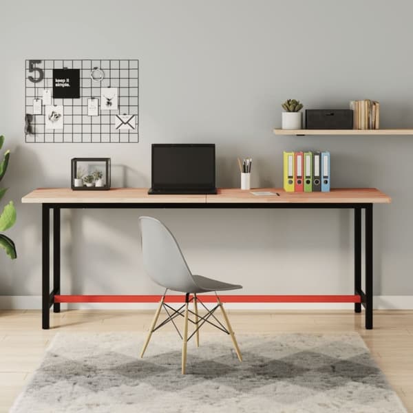 vidaXL Arbetsbänk 200x55x81,5 cm massivt bokträ och metall