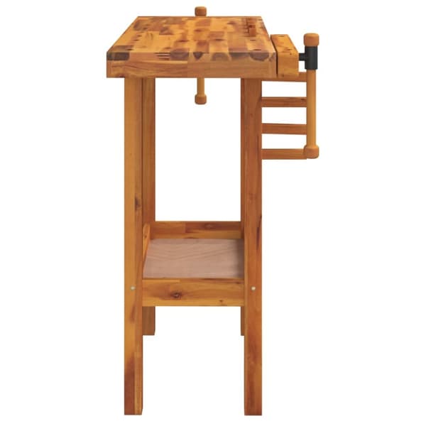 vidaXL arbejdsbord med skruestik 92x48x83 cm massivt akacietræ -  Arbejdsbænke
