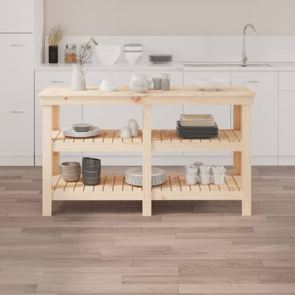 vidaXL arbejdsbord 142,5x50x80 cm massivt fyrretræ - Arbejdsbænke