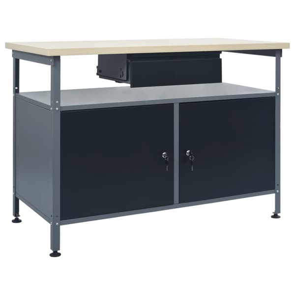 vidaXL arbejdsbænk 120x60x85 cm stål sort -  Arbejdsbænke