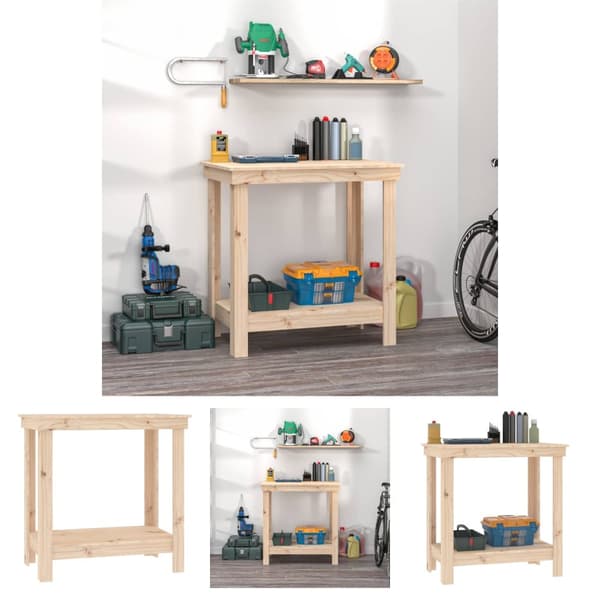The Living Store arbejdsbord 80x50x80 cm massivt fyrretræ - Arbejdsbænke