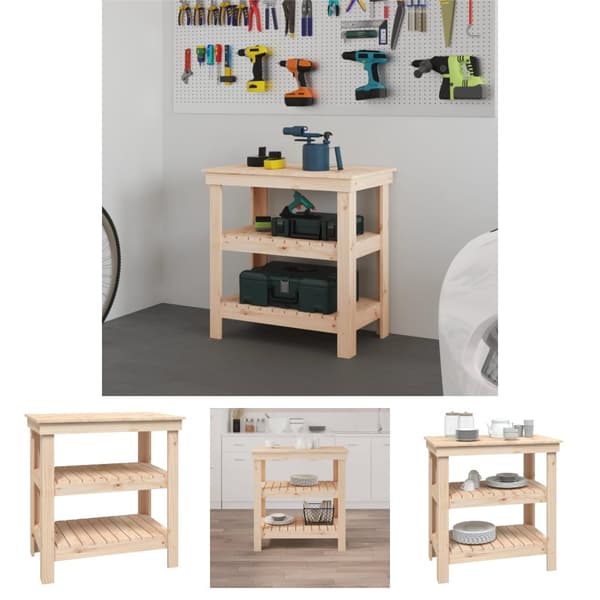 The Living Store Työpenkki 78,5x50x80 cm täysi mänty -  Työtasot