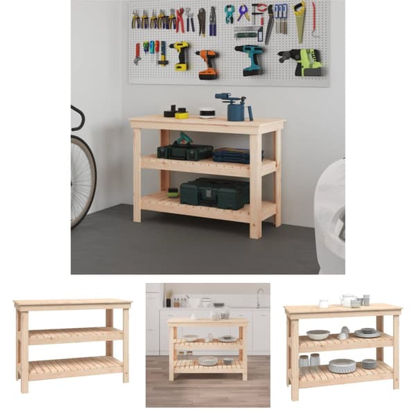 The Living Store Työpenkki 110,5x50x80 cm täysi mänty -  Työtasot