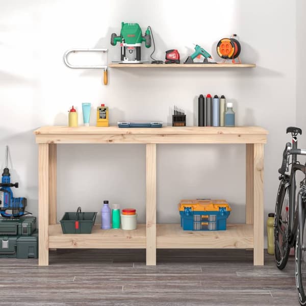 The Living Store arbejdsbord 140x50x80 cm massivt fyrretræ - Arbejdsbænke