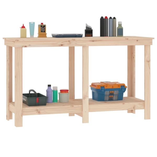The Living Store arbejdsbord 140x50x80 cm massivt fyrretræ - Arbejdsbænke