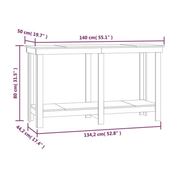 The Living Store arbejdsbord 140x50x80 cm massivt fyrretræ - Arbejdsbænke