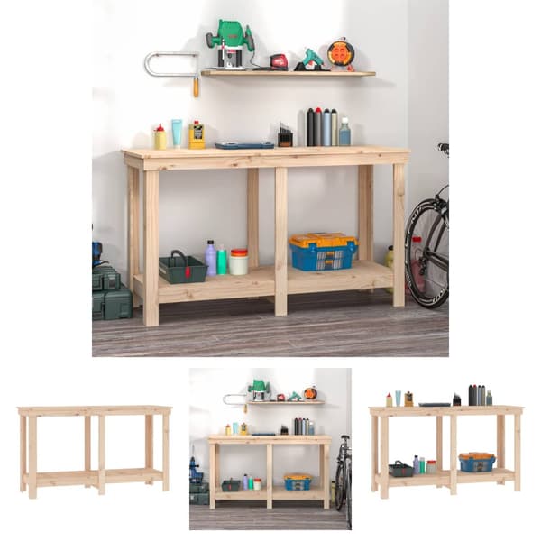 The Living Store arbejdsbord 140x50x80 cm massivt fyrretræ - Arbejdsbænke