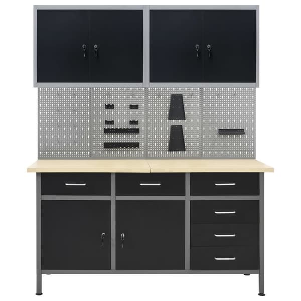 Arbetsbänk med fyra väggpaneler och två skåp - Arbetsbänk - Trädgårdsbänk - Home & Living
