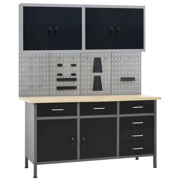 Arbetsbänk med fyra väggpaneler och två skåp - Arbetsbänk - Trädgårdsbänk - Home & Living