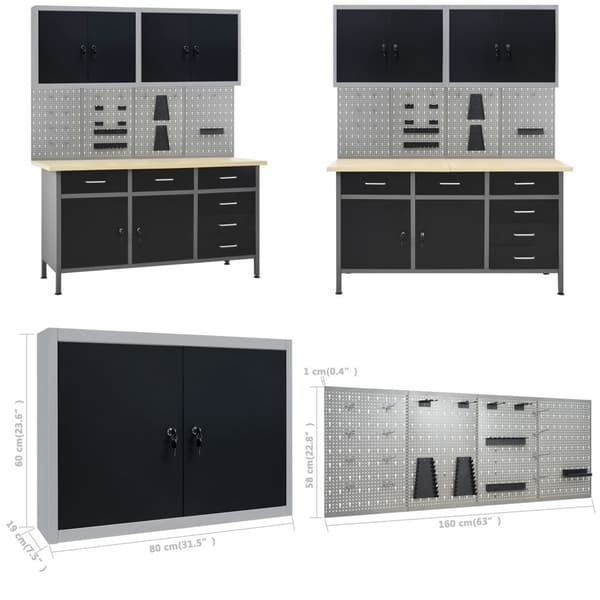 Arbetsbänk med fyra väggpaneler och två skåp - Arbetsbänk - Trädgårdsbänk - Home & Living