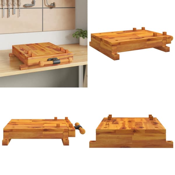 Arbejdsbord med skruestik 52x44x9,5 cm massivt akacietræ - Arbejdsbænk Til Bordplade - Arbejdsbænke Til Bordplader - Home & Living