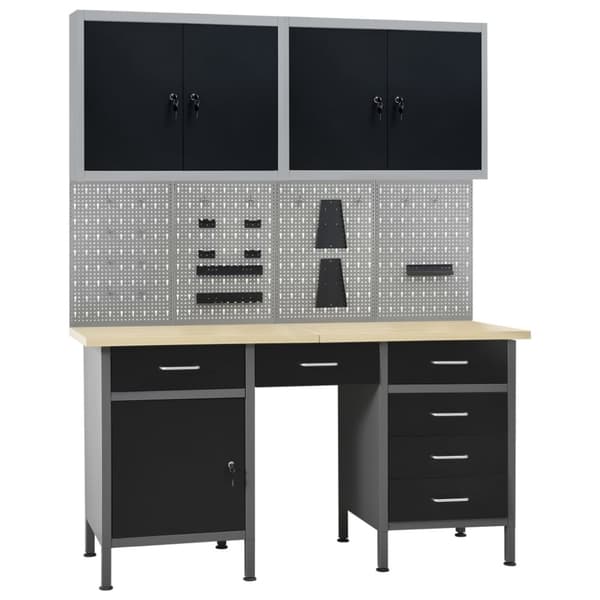Arbetsbänk med fyra väggpaneler och två skåp - Arbetsbänk - Trädgårdsbänk - Home & Living