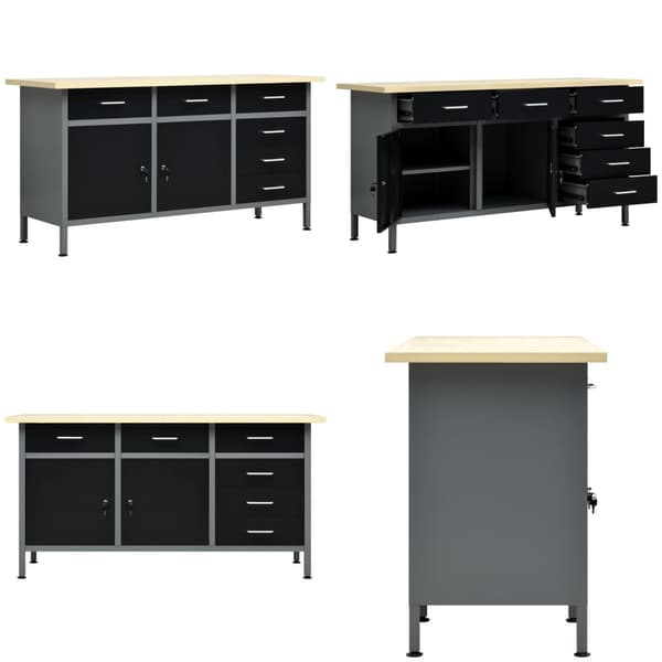 Arbejdsbænk 160x60x85 cm stål sort - Arbejdsbænk - Arbejdsbænke - Home & Living
