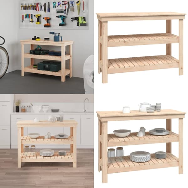 Työpenkki 110,5x50x80 cm täysi mänty - Työpenkki - Työpenkit -säilytyspenkki - Home & Living