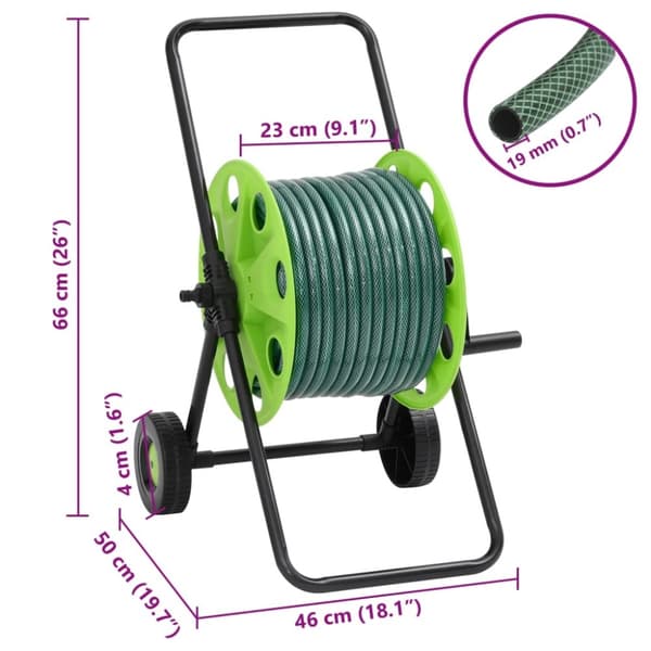 vidaXL Letkukelakärry vihreä letkuliitinsarjalla 0,75" 20 m PVC