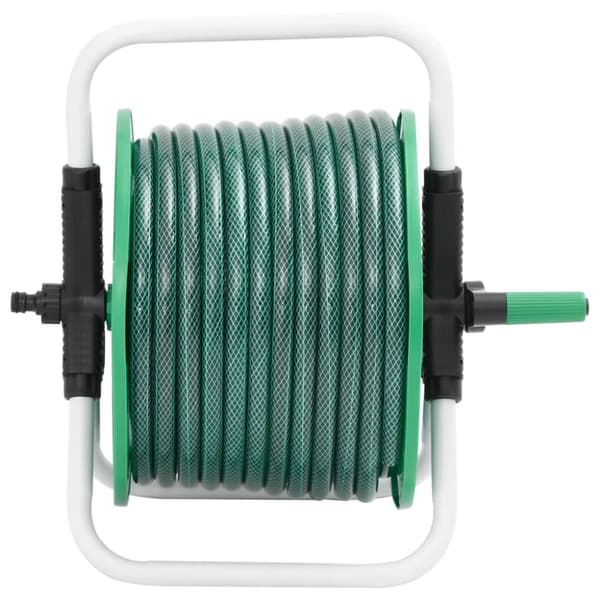vidaXL fritstående slangetromle med 30 m slange PVC grøn