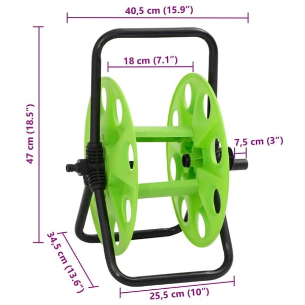 vidaXL Vapaasti seisova letkukela vihreä 45 m 1/2" letkulle teräs