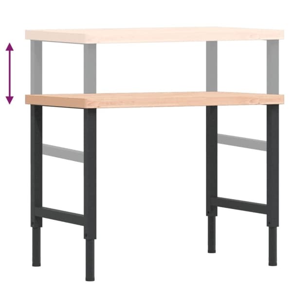 vidaXL Työpenkki 100x60x(73-99,5) cm täysi pyökki suorakaide