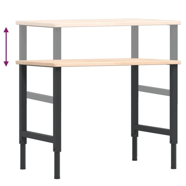 vidaXL Työpenkki 100x60x(71,5-98) cm täysi tammi suorakaide