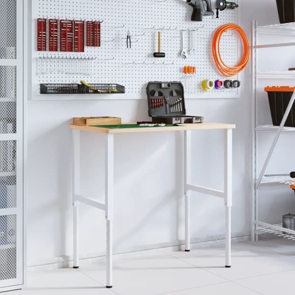 vidaXL arbejdsbænk 100x60x(71,5-98) cm massivt egetræ rektangulær