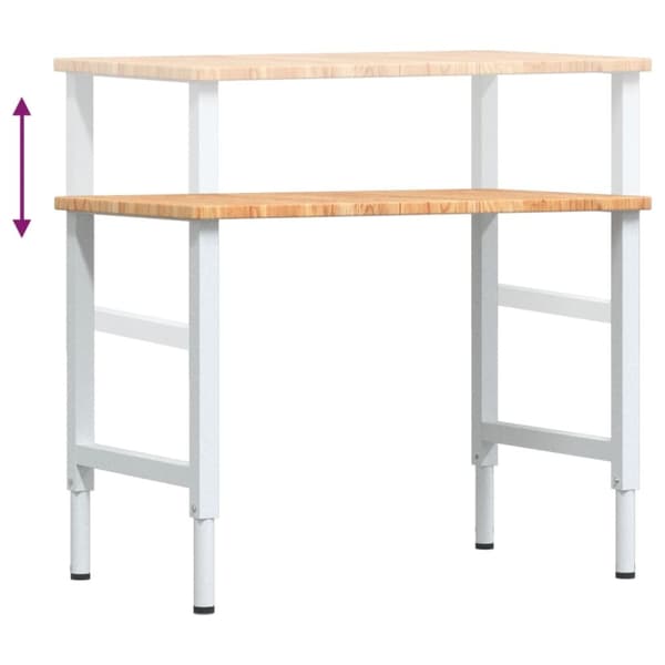 vidaXL arbejdsbænk 100x60x(71,5-98) cm massivt egetræ rektangulær