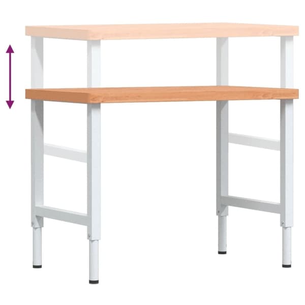 vidaXL Arbeidsbenk 100x60x(73-99,5) cm heltre bøk rektangulær