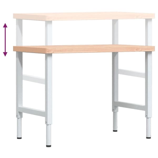 vidaXL Arbeidsbenk 100x60x(73-99,5)cm heltre bøk rektangulær