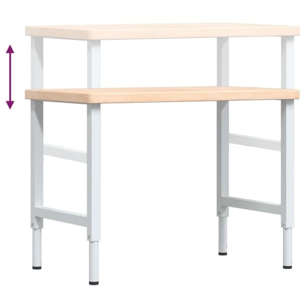 vidaXL arbejdsbænk 100x60x(73-99,5) cm massivt egetræ rektangulær
