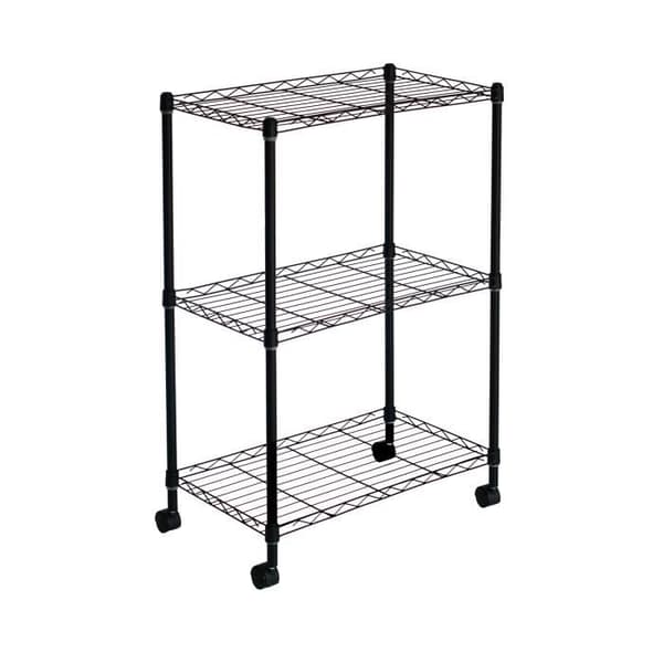 Förvaringshylla med 3 ventilerade våningar och hjul Catter House Klaus 80 - 56x35x80 cm Tung last 105 kg svart stålram