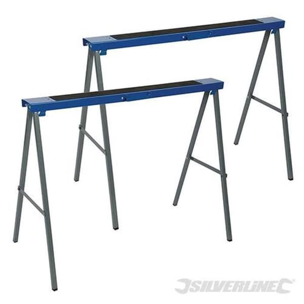 SILVERLINE hopfällbara stålbockar - Set om 2 - Maximal belastning 125 kg - Total höjd 995 mm