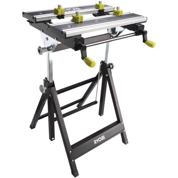 RYOBI - Justerbar fällbar aluminiumarbetsbänk med höjdjustering - bord 600 x 570 x 760 - Med 4 käftar &amp; servicenyckel - RWB03