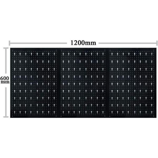LARS360 Perforerad metallverktygstavla med 17 krokar kit - Mått: 120 x 60 x 2 cm