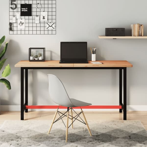 Arbetsbänk 150x55x81,5 cm massivt bokträ och metall