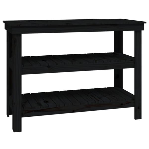 Skobänk svart 110,5x50x80 cm massiv furu