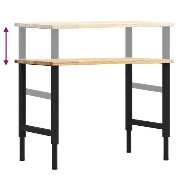 vidaXL arbejdsbænk 100x60x(71,5-98) cm massivt egetræ