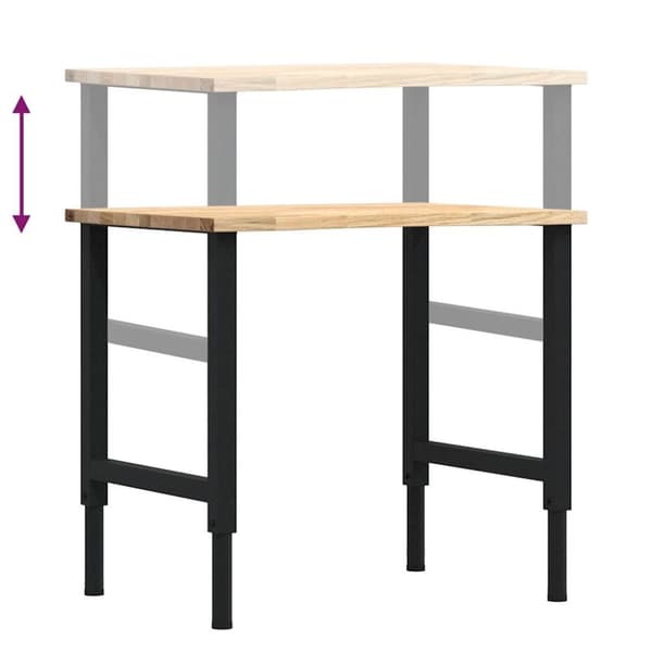 vidaXL Arbetsbänk 80x60x(71,5-98) cm massiv ek