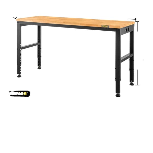 Justerbart Arbejdsbord, 900KG Belastningsevne, Holdbar Egetræsoverflade,48x24in uden hjul