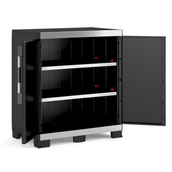 Keter Low Garage Förvaringsskåp XL Svart och Silver 99 cm Organizer 434762