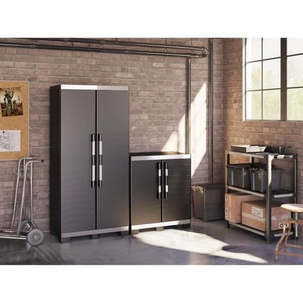 Keter Low Garage Förvaringsskåp XL Svart och Silver 99 cm Organizer 434762