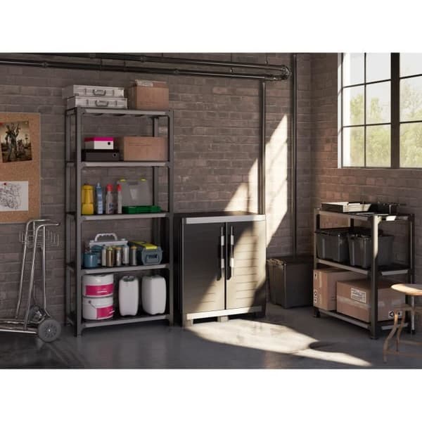 Keter Low Garage Förvaringsskåp XL Svart och Silver 99 cm Organizer 434762