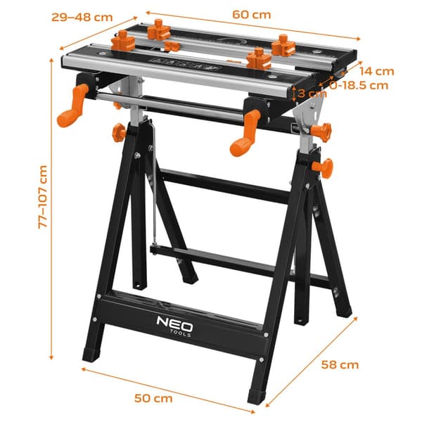 Justerbart alu arbejdsbord 60 x 58 x 77-107 cm