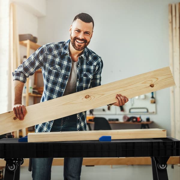 Workbench 5in1 rullbräda sågbock byggnadsställning 94 cm tillverkad av plast upp till 150 kg med 4 hjul