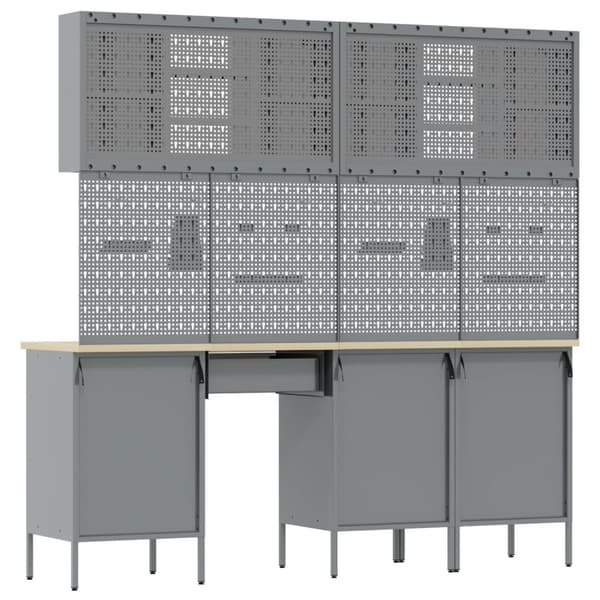 vidaXL Set om 8 Svart Stål Standardstorlek Höjdjusterbar