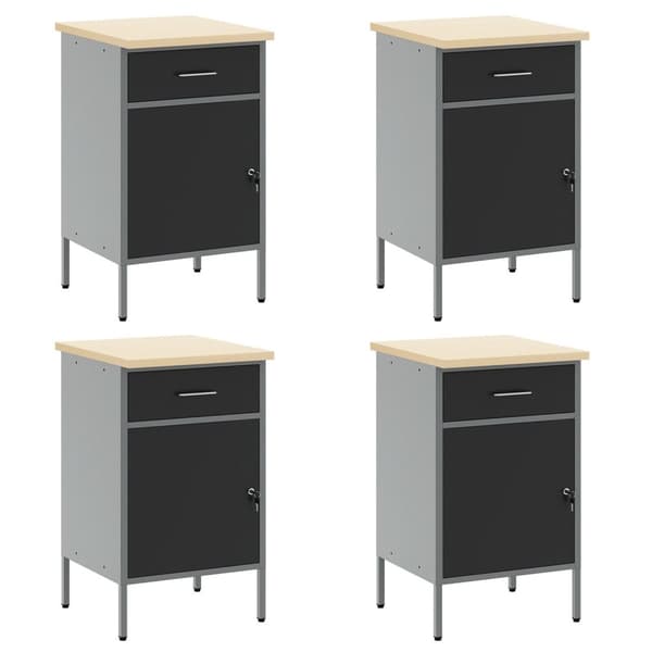 vidaXL 10-delt Arbeidskabinet og Pegboard-sett - Svart MDF og Metall