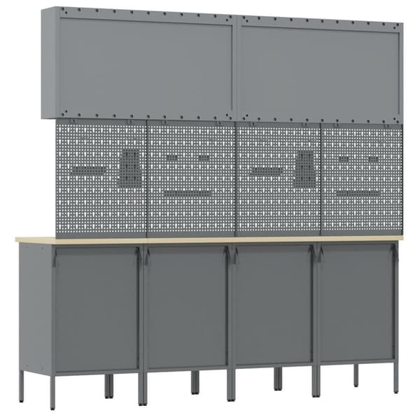 vidaXL 10-delt Arbeidskabinet og Pegboard-sett - Svart MDF og Metall